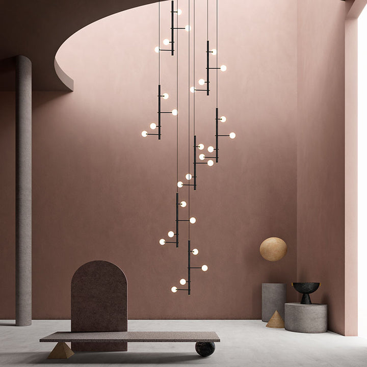 Mondrian Metal Tubular Chandelier Ceiling Light