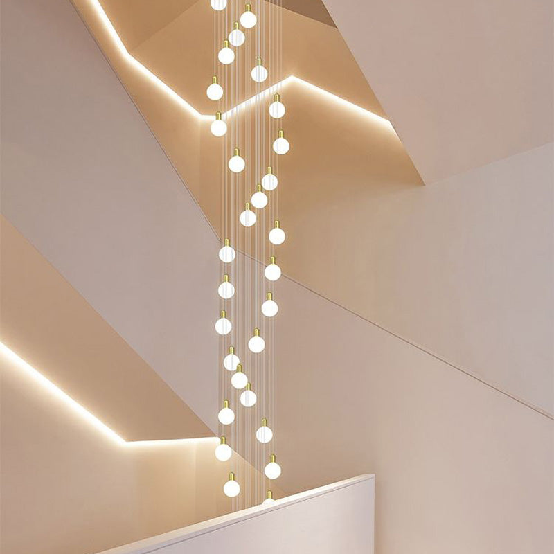 Multi Gold Glass Bubbles Staircase Chandelier