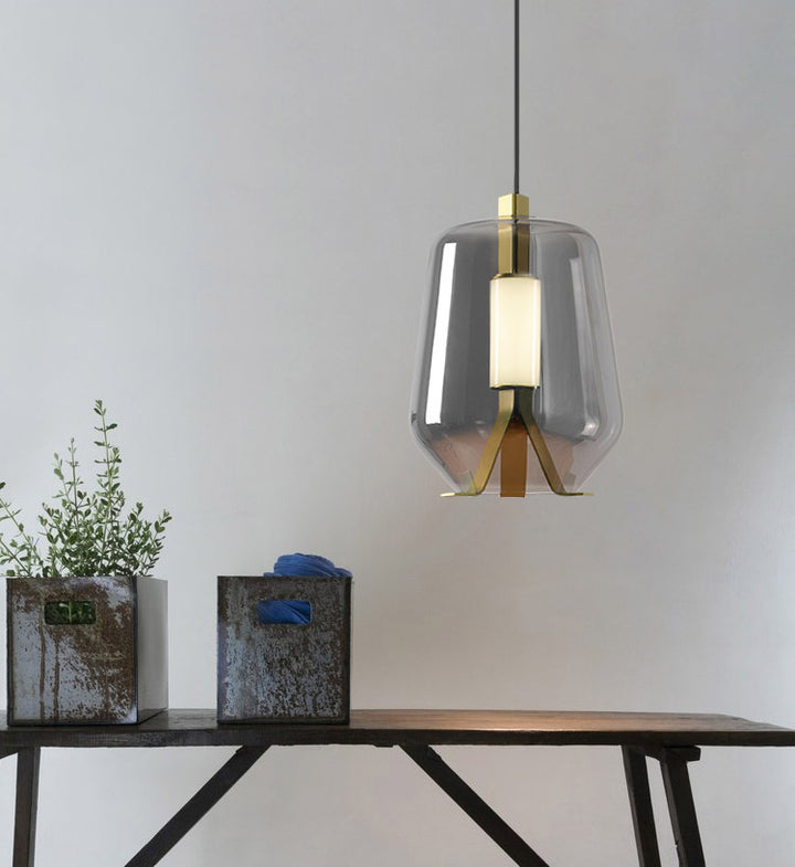 Nordic Glass Lampshade Chandelier with Brass Body
