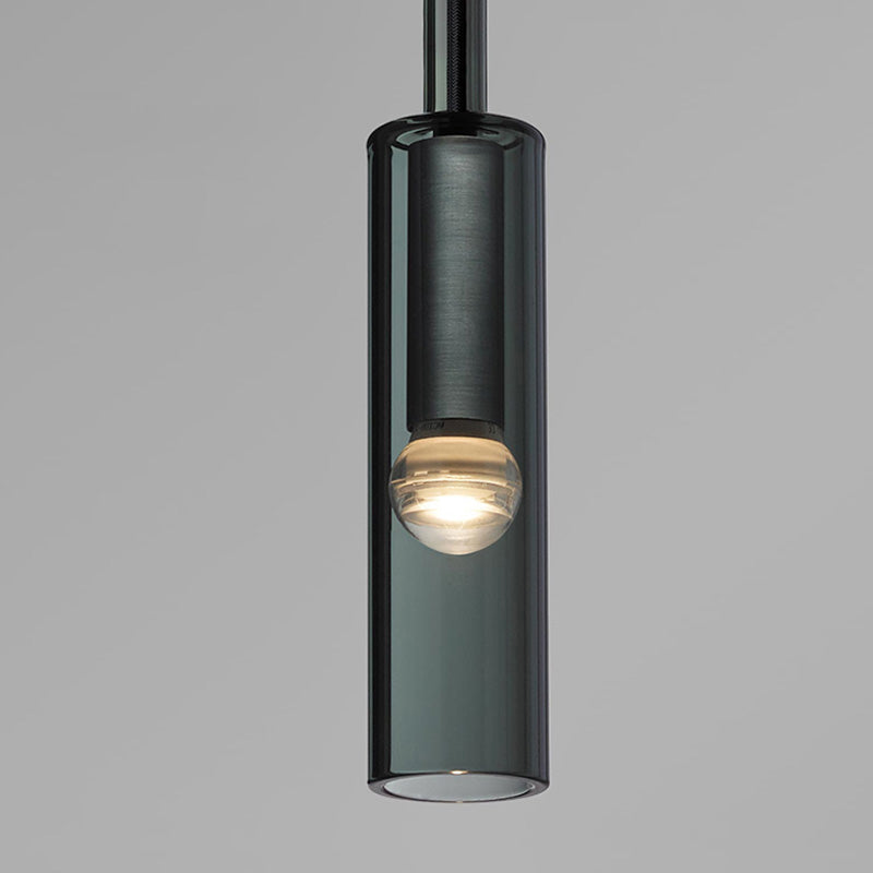 Flexible Black Glass Tube Chandelier For Dining Area