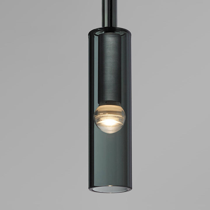 Flexible Black Glass Tube Chandelier For Dining Area