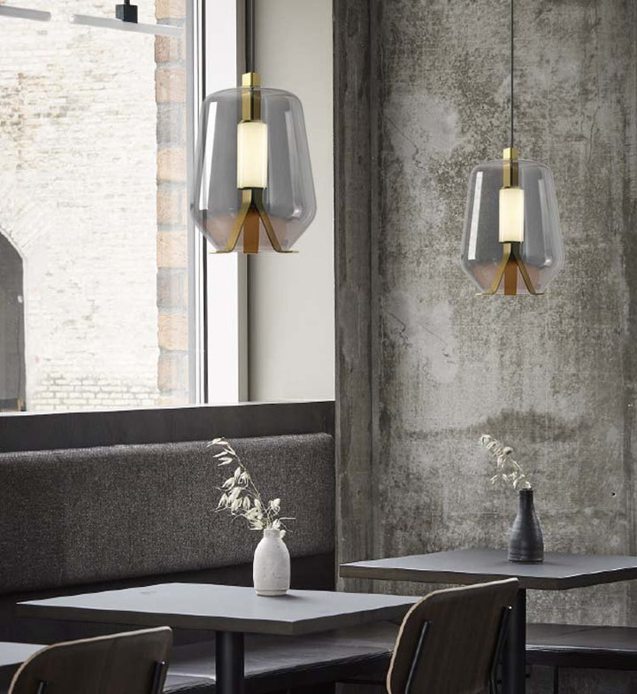 Nordic Glass Lampshade Chandelier with Brass Body