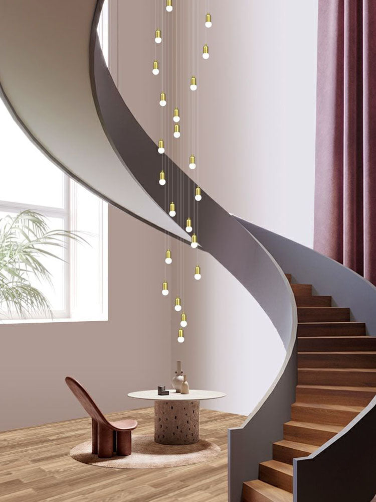 Multi Gold Glass Bubbles Staircase Chandelier