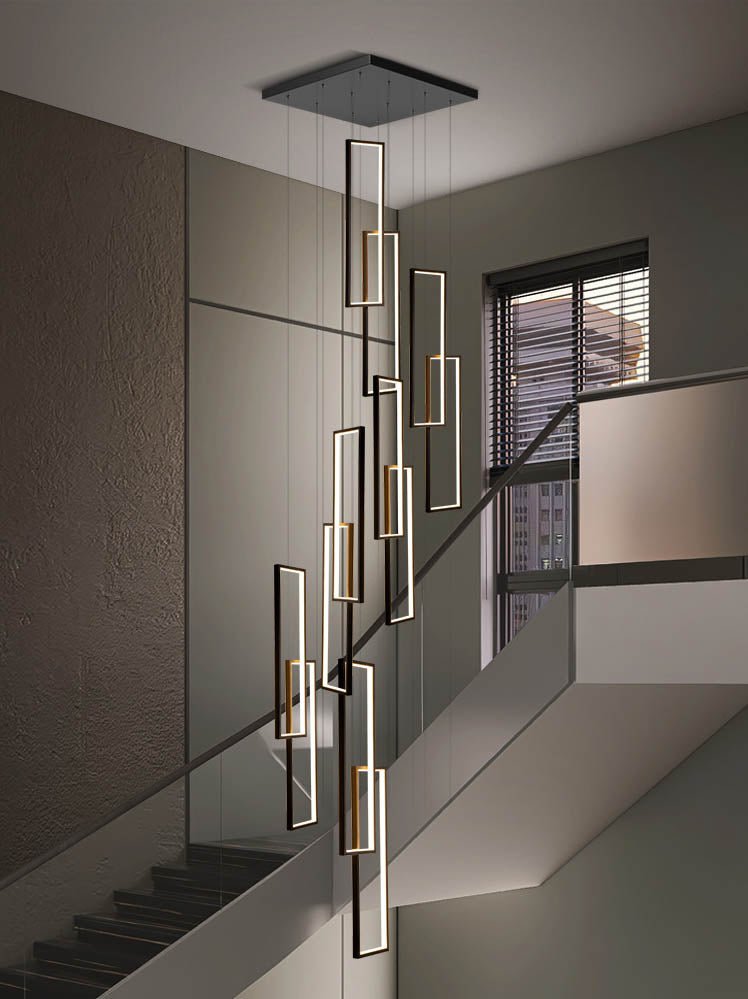 Modern Minimalist Rectangular Led Staircase Chandelier