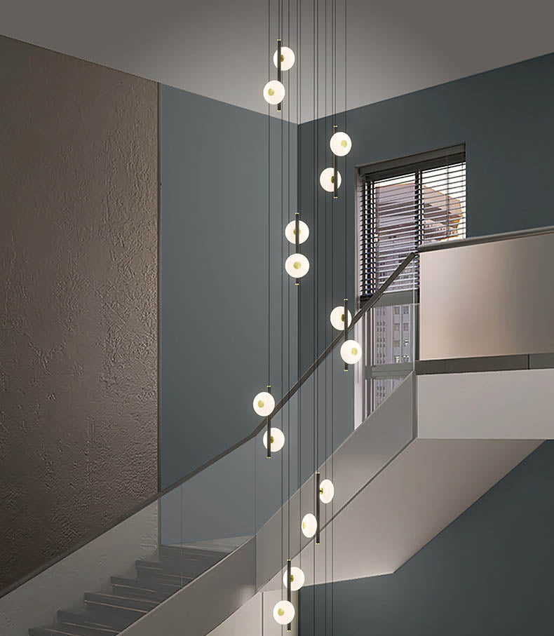 Black & White Oval Glass Globes Double Raindrop Chandelier