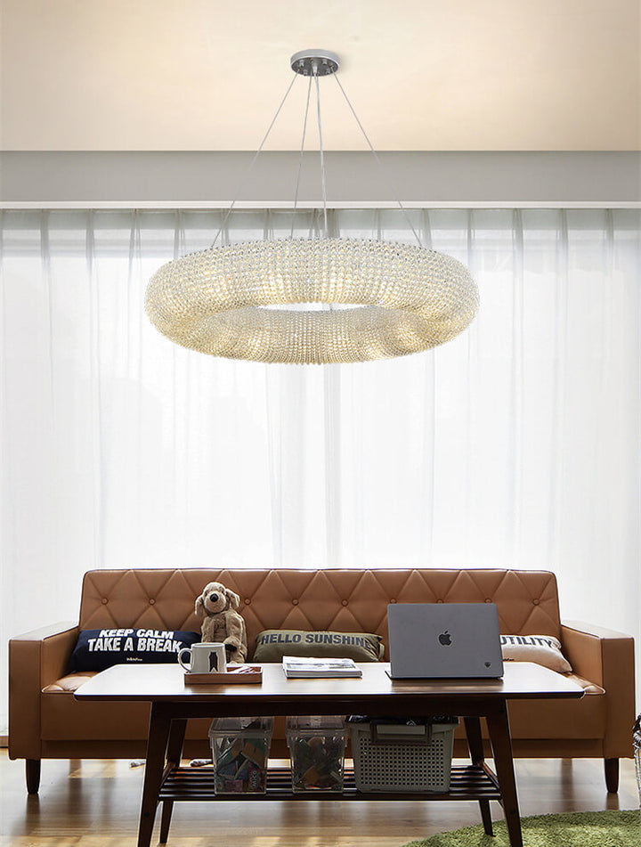 Golden Cloud Ring Crystal Chandelier