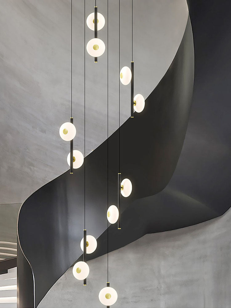 Black & White Oval Glass Globes Double Raindrop Chandelier