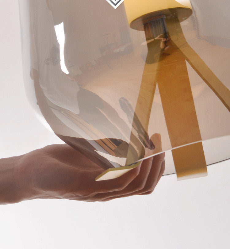 Nordic Glass Lampshade Chandelier with Brass Body