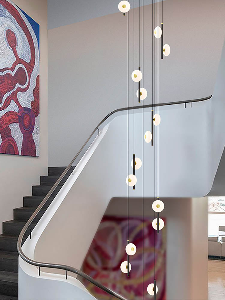 Black & White Oval Glass Globes Double Raindrop Chandelier