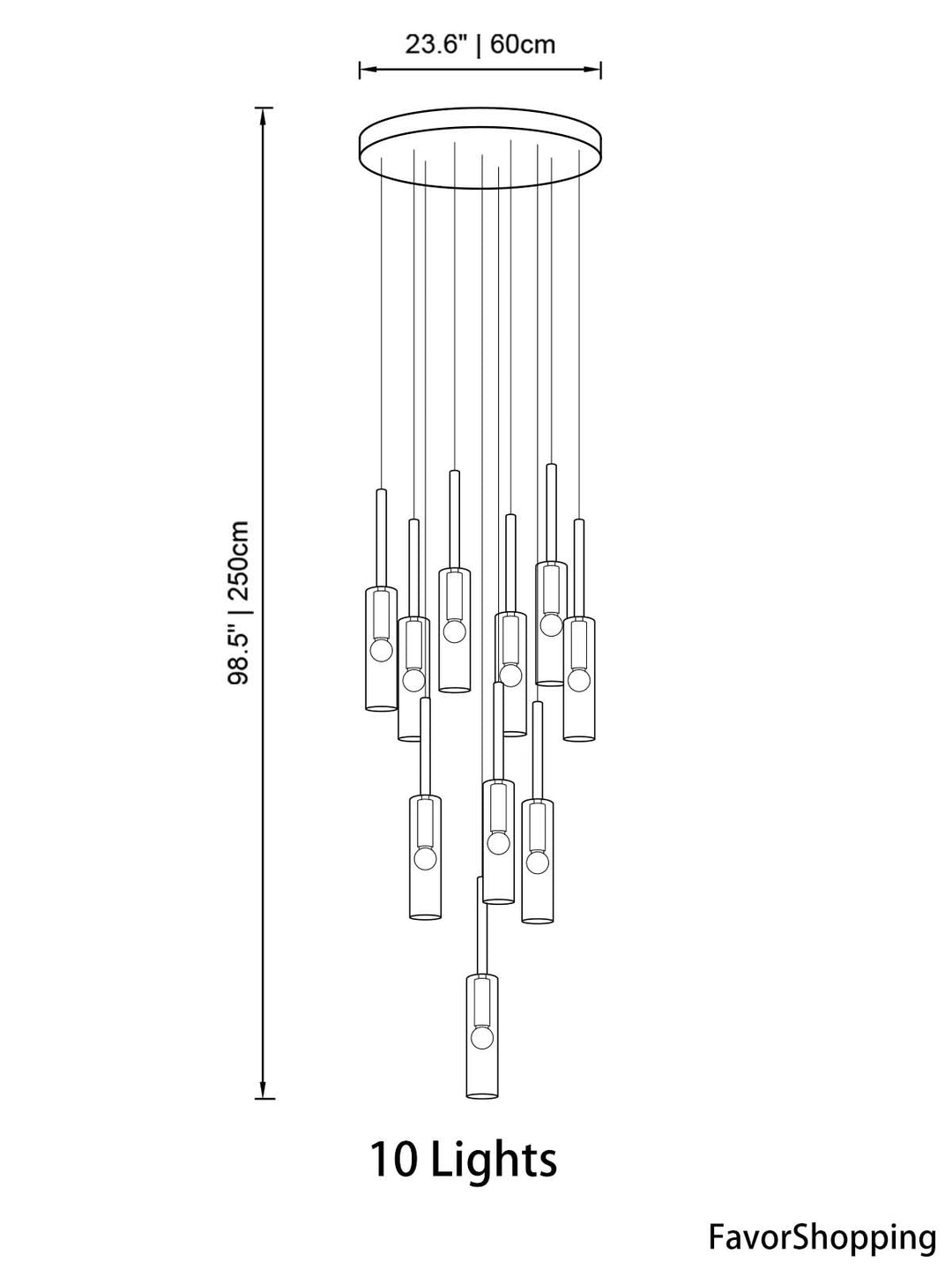 Flexible Black Glass Tube Chandelier For Dining Area