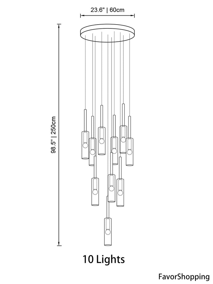 Flexible Black Glass Tube Chandelier For Dining Area