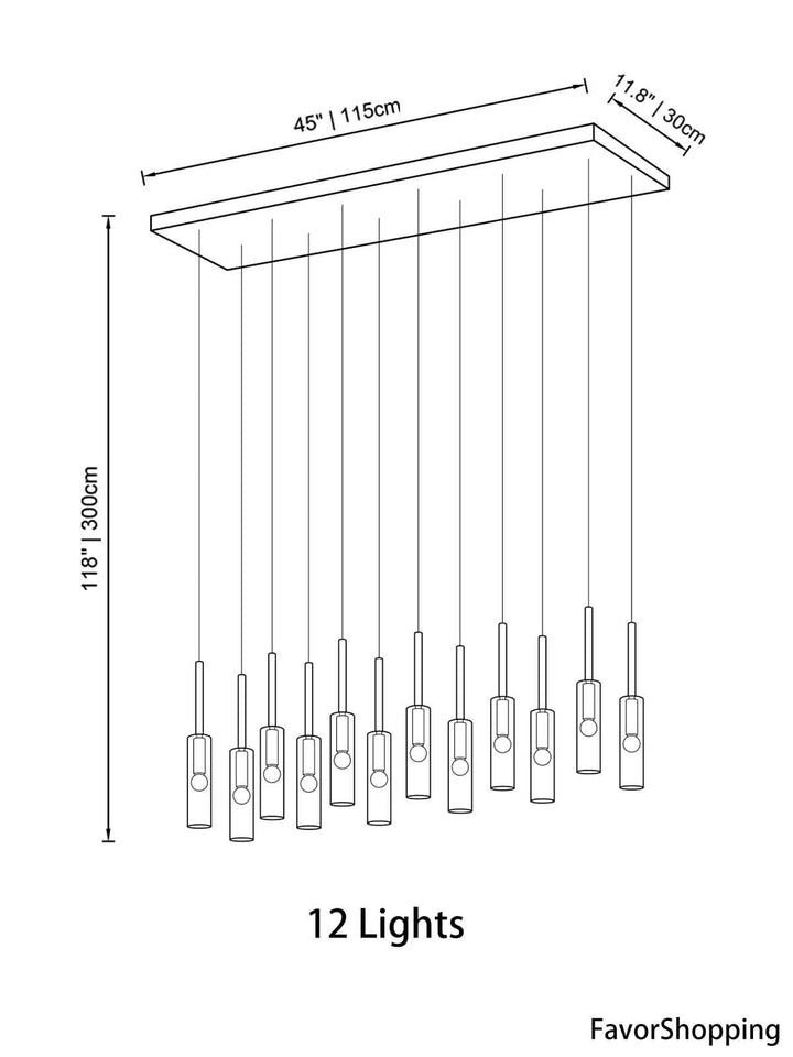 Flexible Black Glass Tube Chandelier For Dining Area