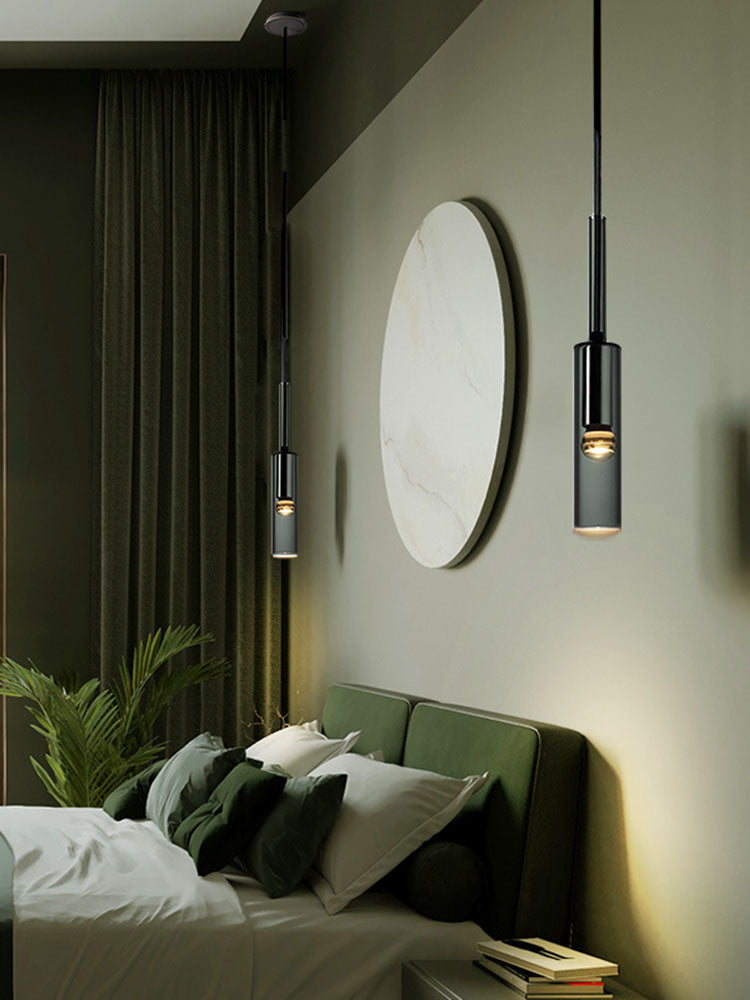 Flexible Black Glass Tube Chandelier For Dining Area