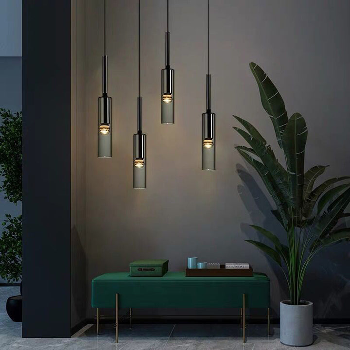 Flexible Black Glass Tube Chandelier For Dining Area