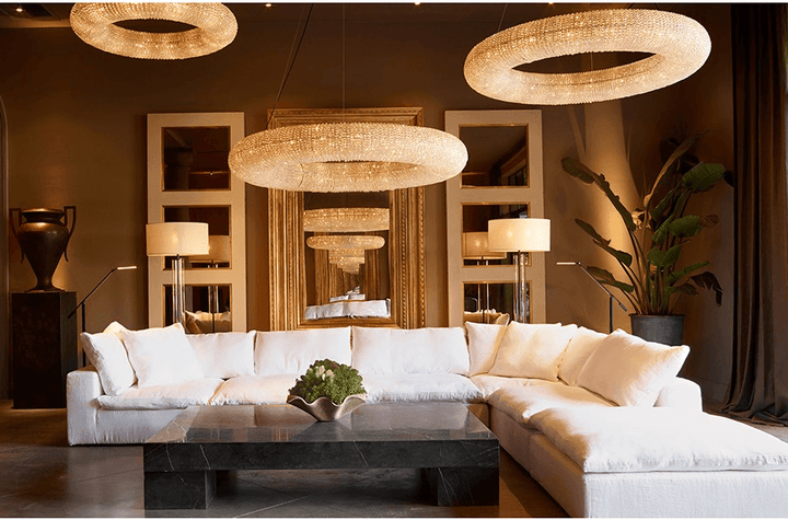 Golden Cloud Ring Crystal Chandelier