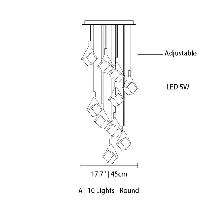 Myth Angel Square Crystal Long Raindrop Foyer Chandelier
