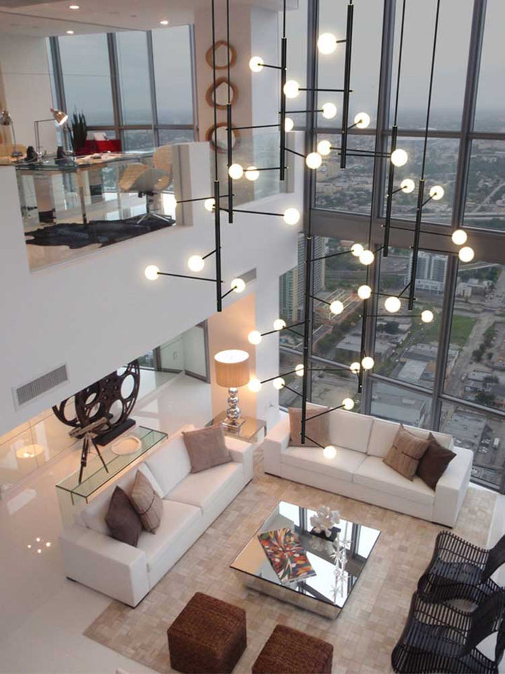 Mondrian Metal Tubular Chandelier Ceiling Light