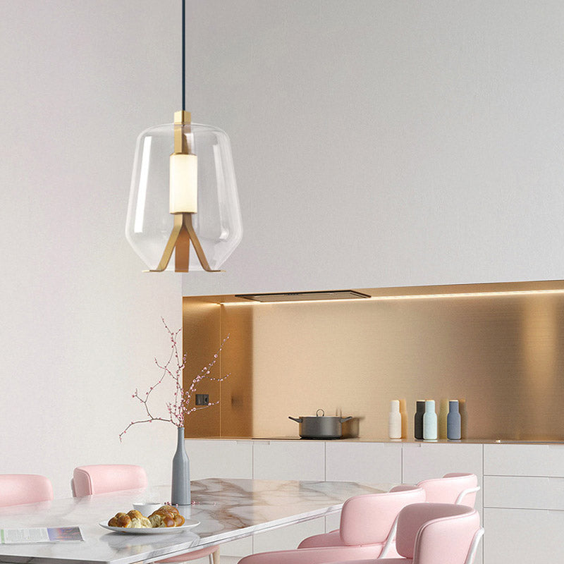 Nordic Glass Lampshade Chandelier with Brass Body