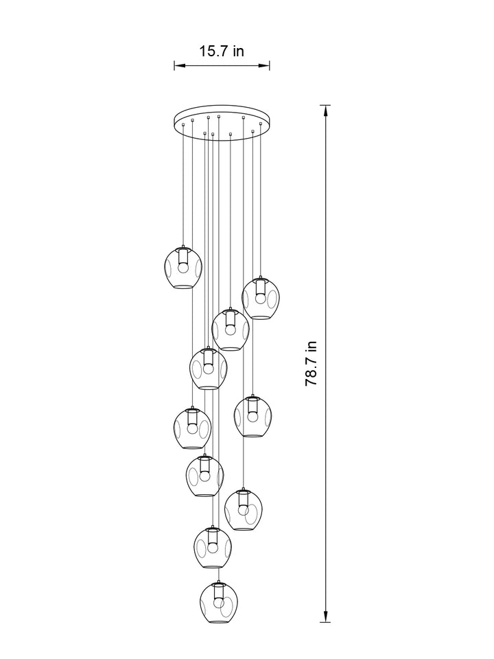 Nordic Raindrop LED Concave Glass Globe Hallway Chandelier
