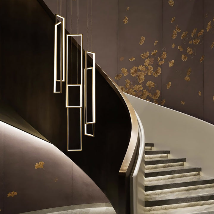 Modern Minimalist Rectangular Led Staircase Chandelier