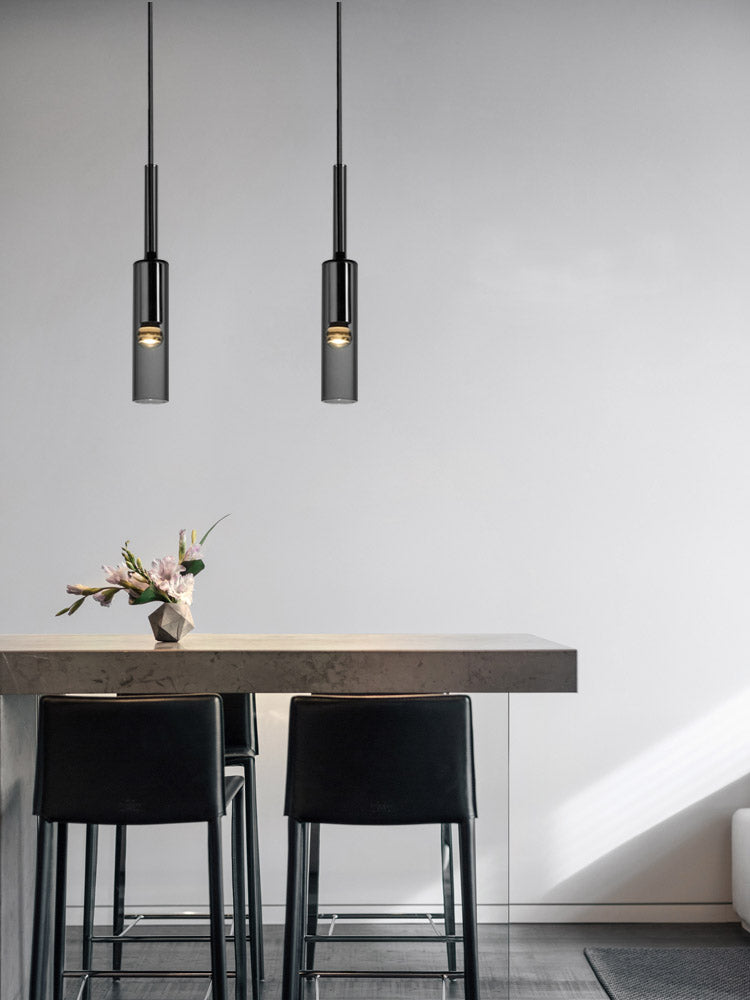 Flexible Black Glass Tube Chandelier For Dining Area