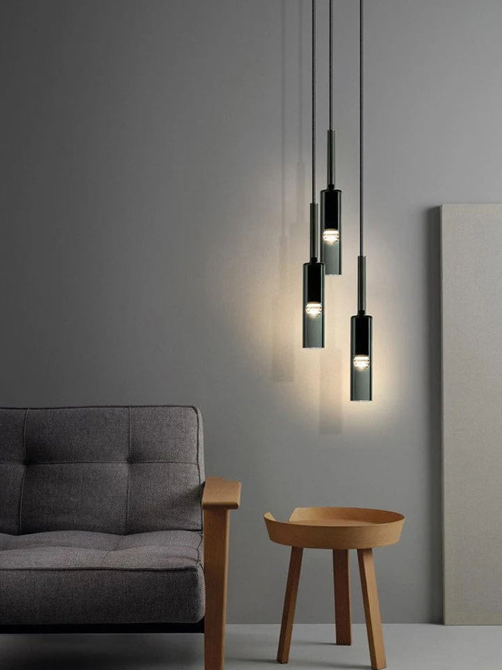 Flexible Black Glass Tube Chandelier For Dining Area