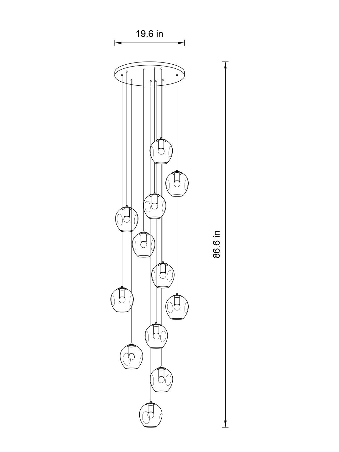Nordic Raindrop LED Concave Glass Globe Hallway Chandelier