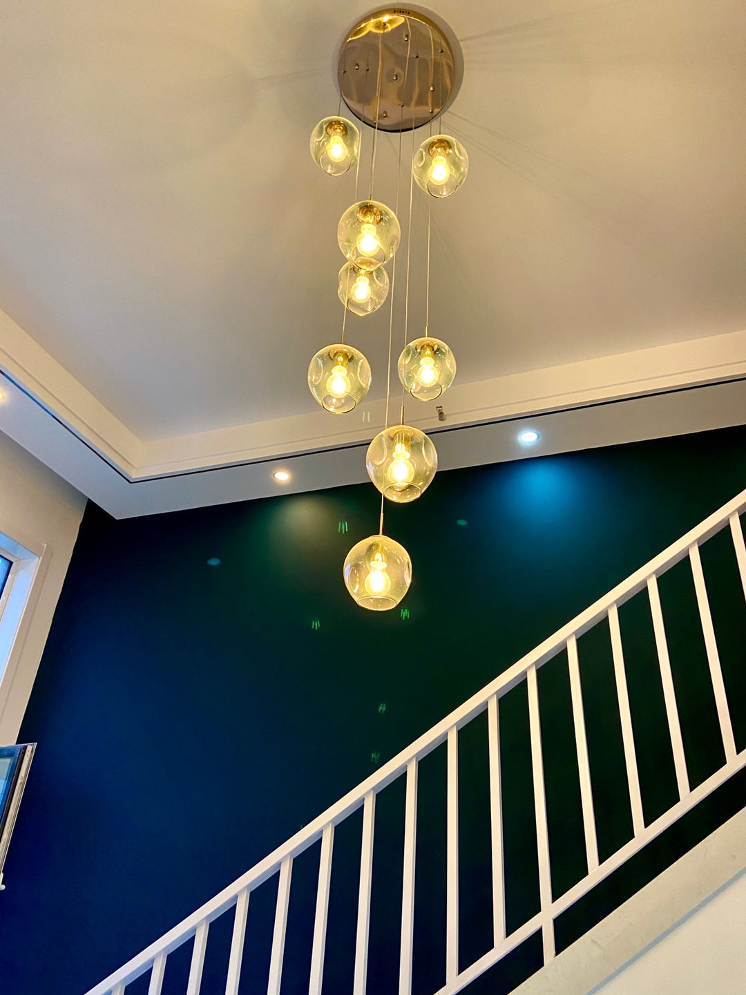 Nordic Raindrop LED Concave Glass Globe Hallway Chandelier