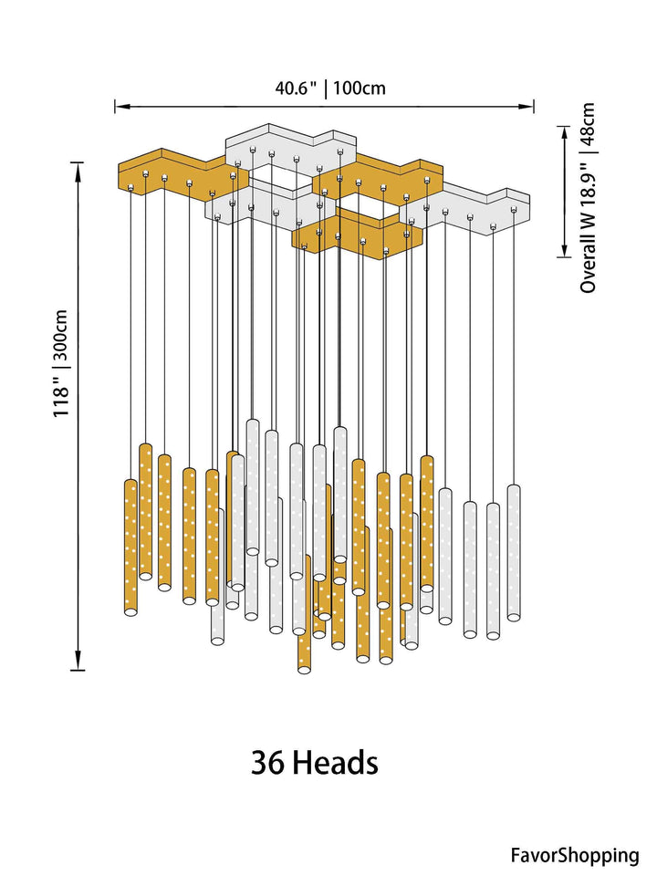 Romantic Long Drop Starlight Cylindrical Chandelier - Luxry Residential Decor