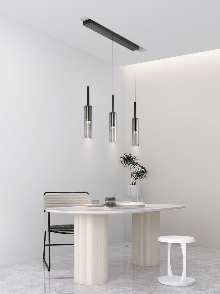 Flexible Black Glass Tube Chandelier For Dining Area