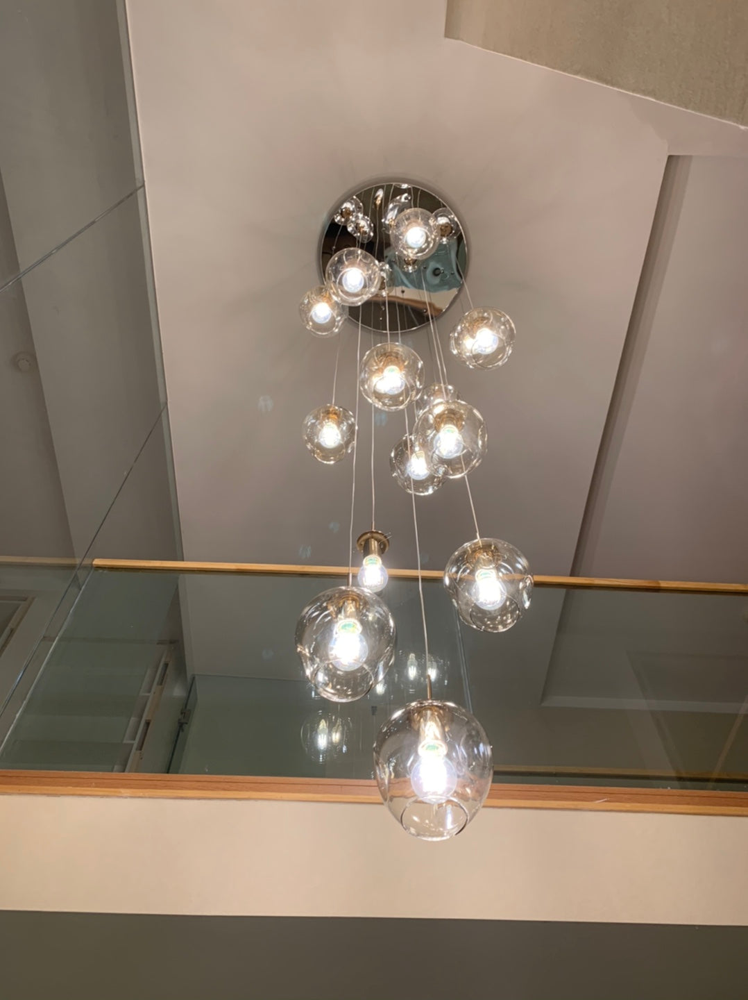 Nordic Raindrop LED Concave Glass Globe Hallway Chandelier