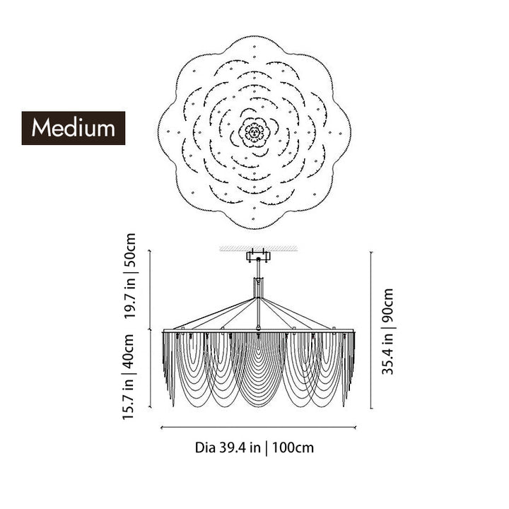 Modern Creative Aluminum Chain Tassel Flower Chandelier