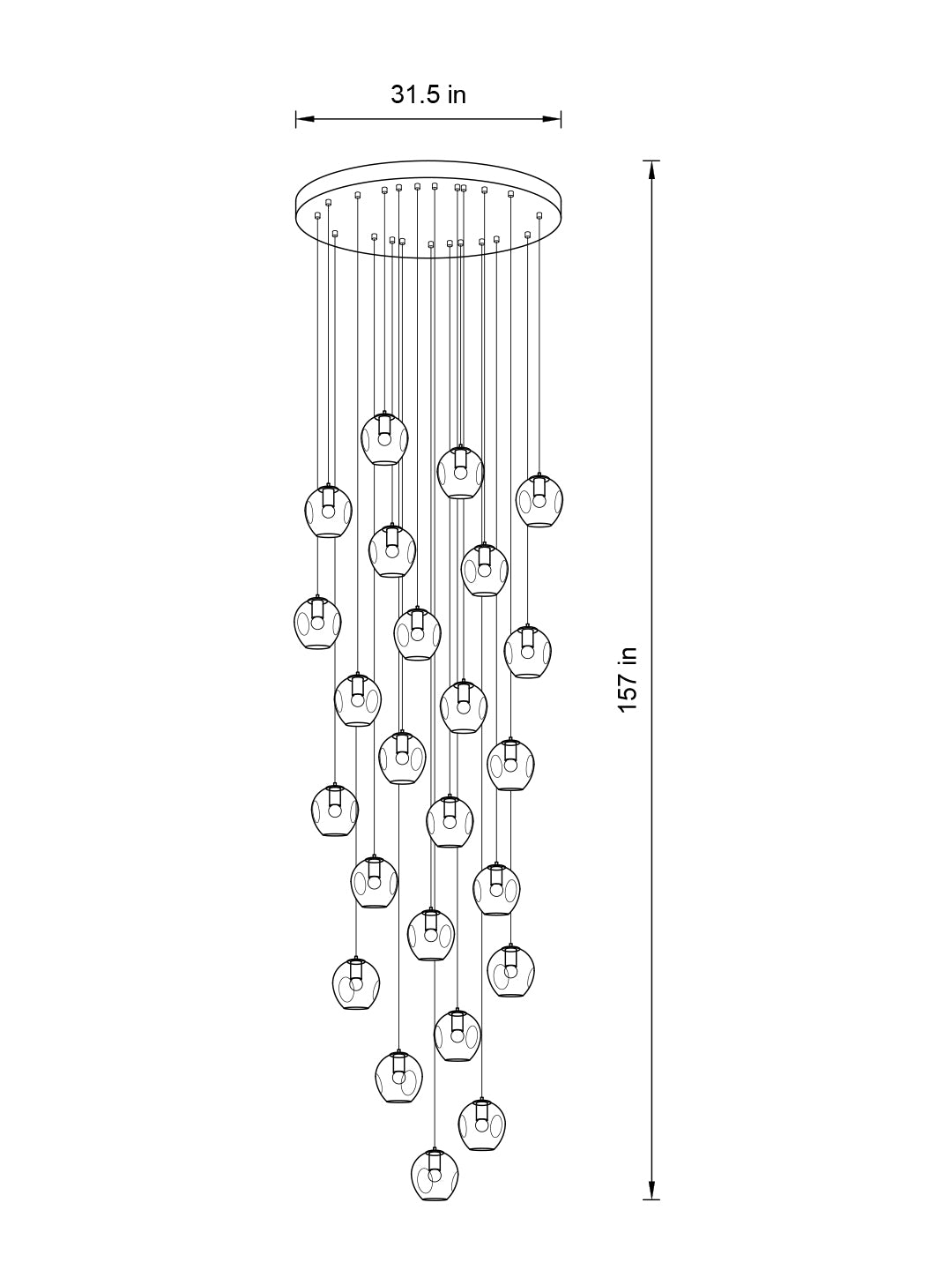 Nordic Raindrop LED Concave Glass Globe Hallway Chandelier