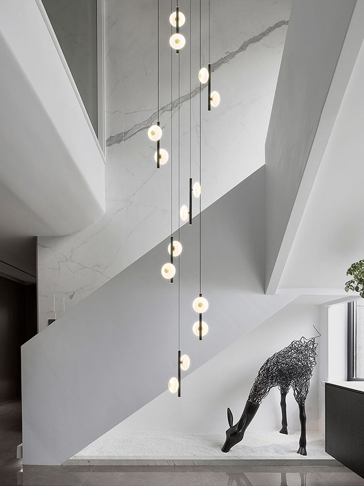 Black & White Oval Glass Globes Double Raindrop Chandelier