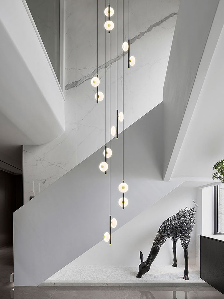 Black & White Oval Glass Globes Double Raindrop Chandelier
