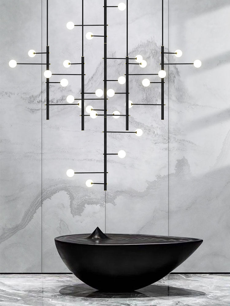 Mondrian Metal Tubular Chandelier Ceiling Light