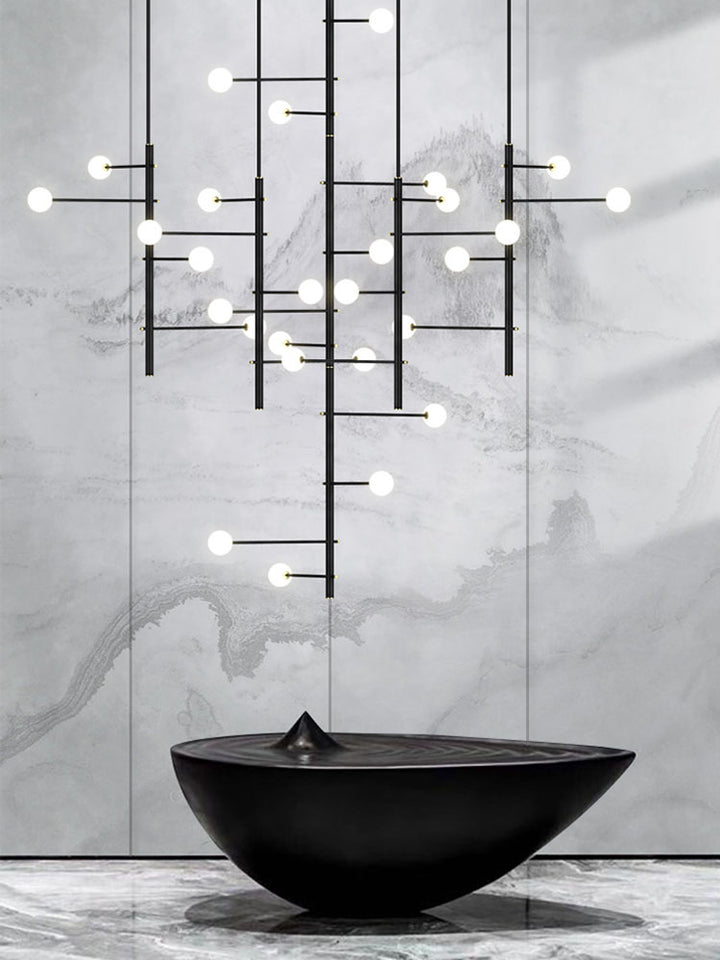 Mondrian Metal Tubular Chandelier Ceiling Light