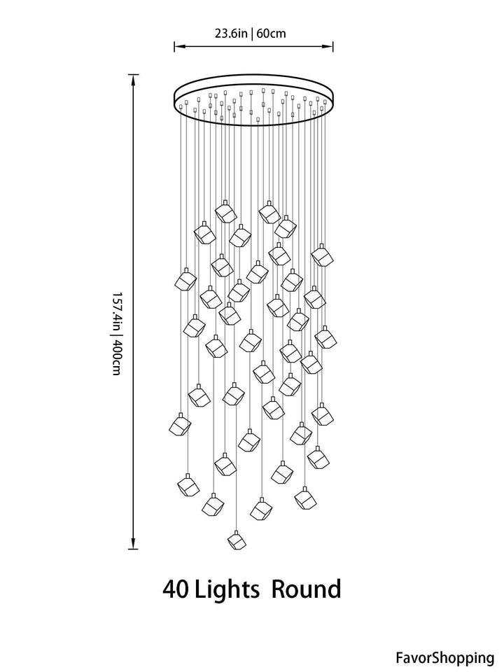 Ice Cube Transparent Crystal Chandelier For High Ceiling And Large Entryway