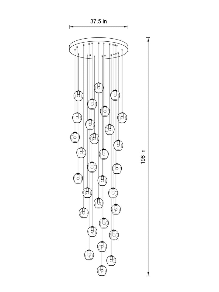 Nordic Raindrop LED Concave Glass Globe Hallway Chandelier