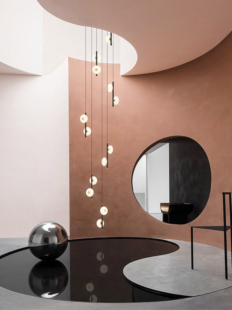Black & White Oval Glass Globes Double Raindrop Chandelier