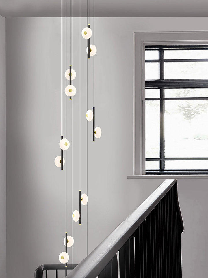 Black & White Oval Glass Globes Double Raindrop Chandelier