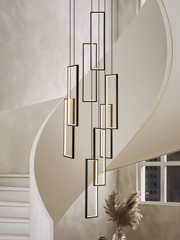 Modern Minimalist Rectangular Led Staircase Chandelier