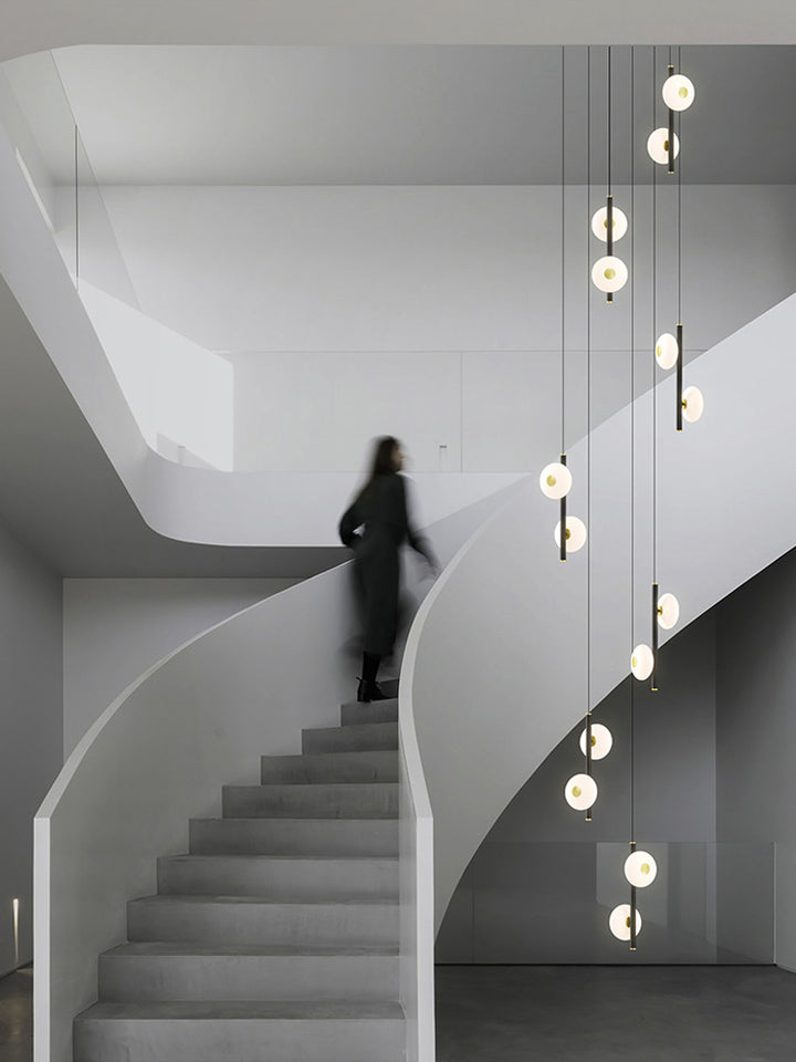 Black & White Oval Glass Globes Double Raindrop Chandelier