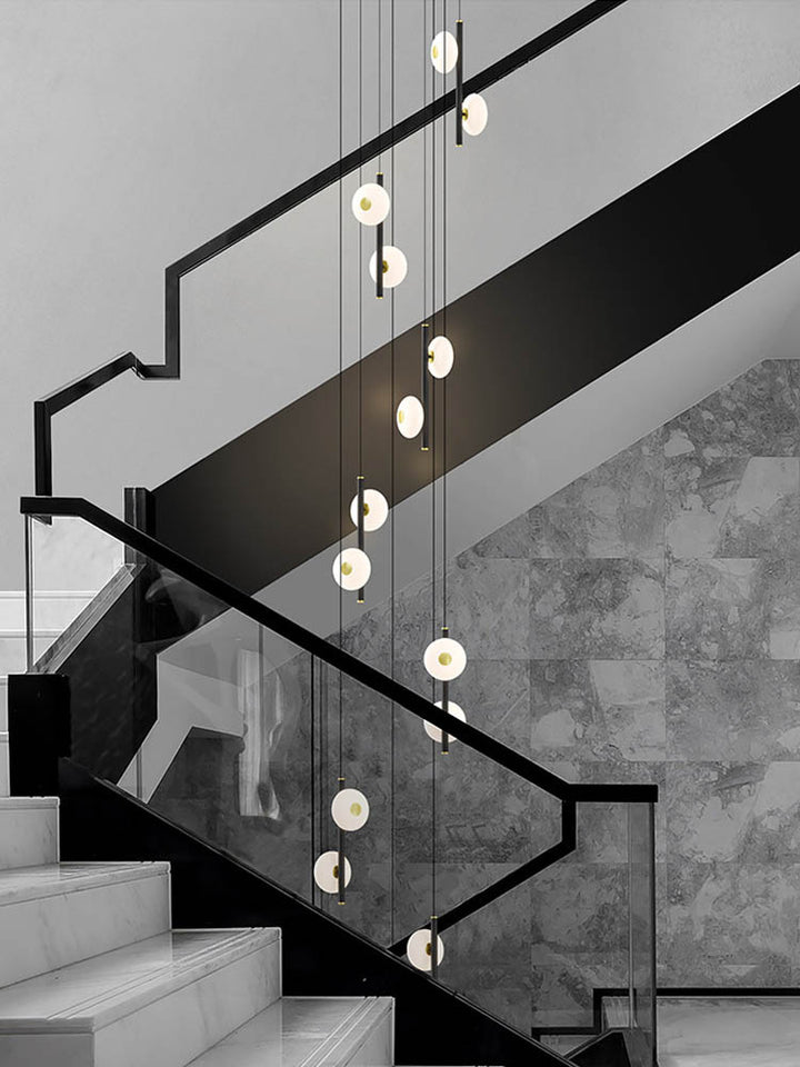 Black & White Oval Glass Globes Double Raindrop Chandelier