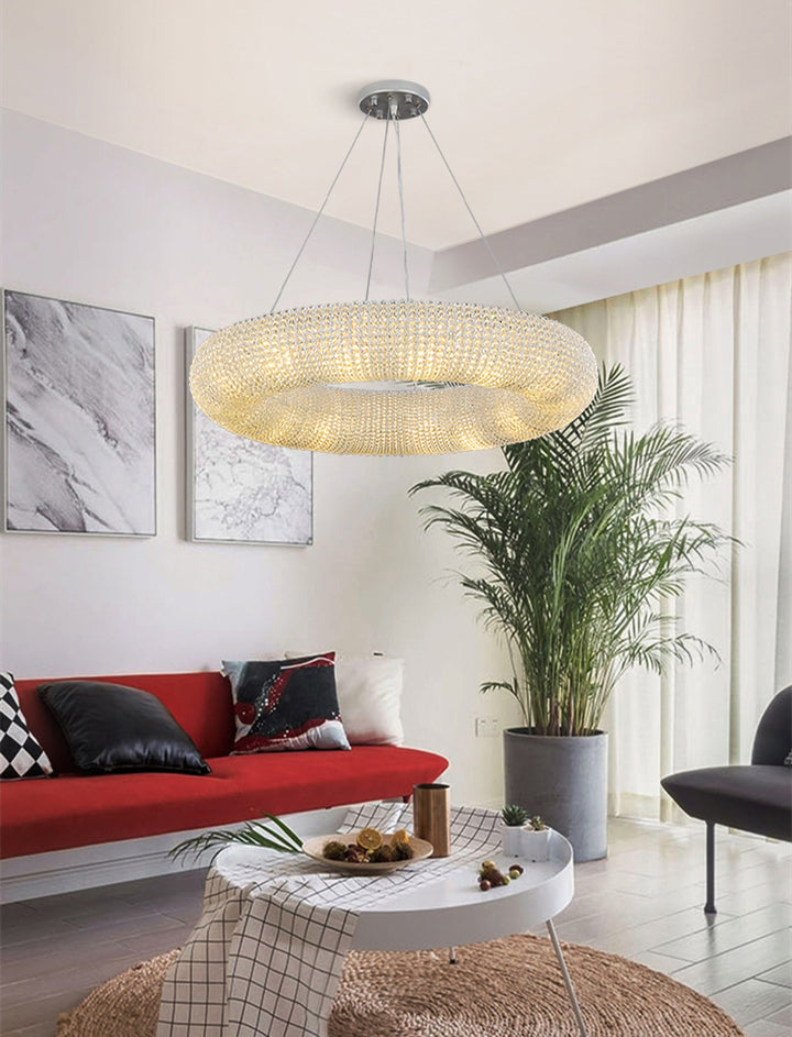 Golden Cloud Ring Crystal Chandelier