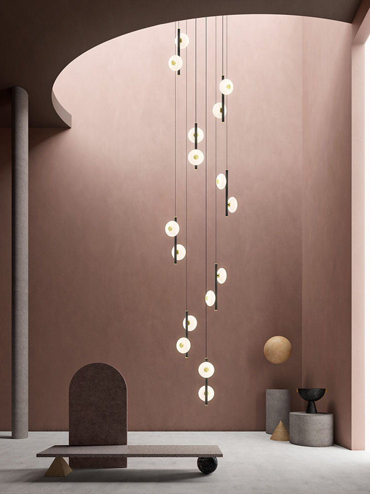Black & White Oval Glass Globes Double Raindrop Chandelier