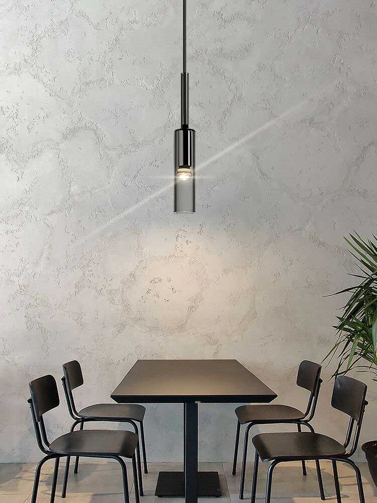Flexible Black Glass Tube Chandelier For Dining Area