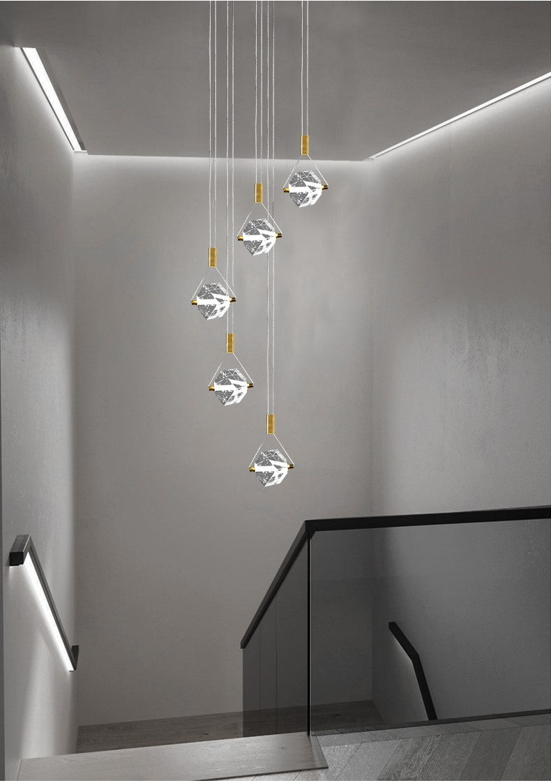 Myth Angel Square Crystal Long Raindrop Foyer Chandelier