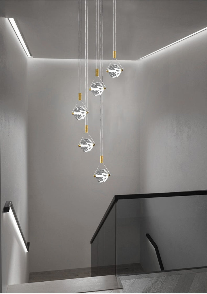 Myth Angel Square Crystal Long Raindrop Foyer Chandelier
