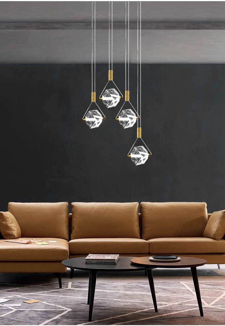 Myth Angel Square Crystal Long Raindrop Foyer Chandelier